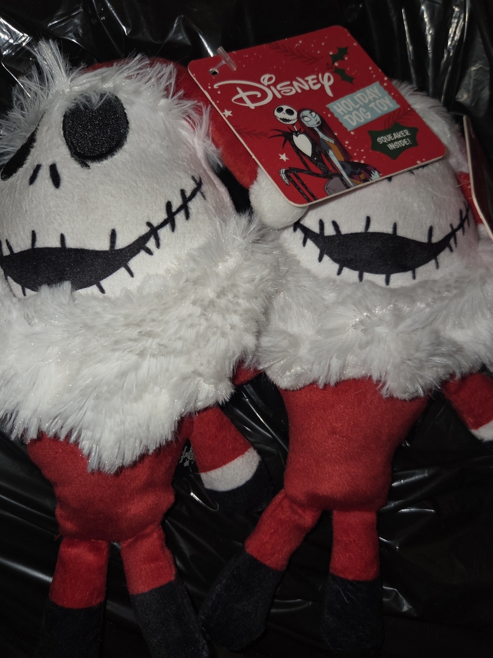 Disney Jack Skellington Plush Dog Toys in White, Red & Black